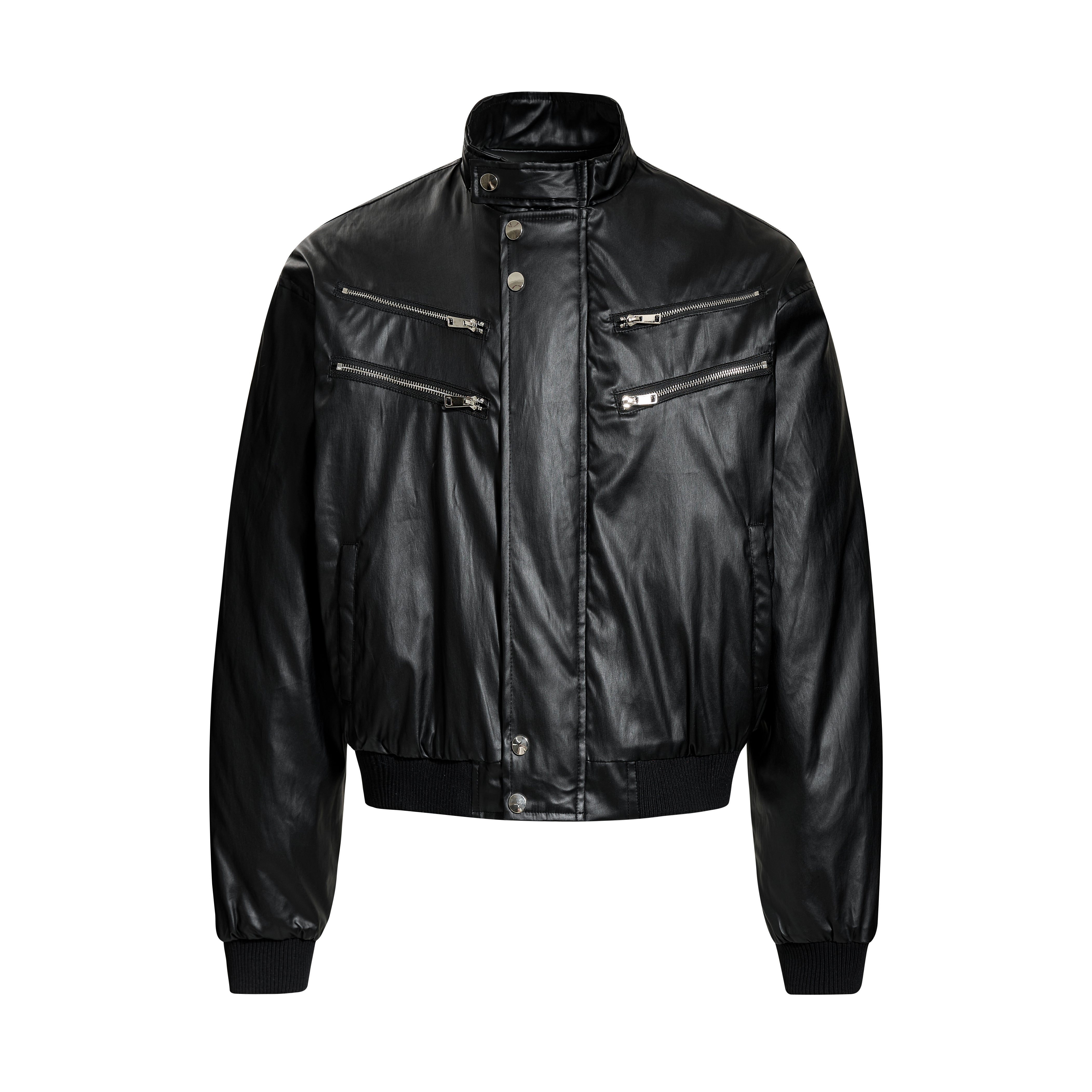 3-6-5.shop Dual-Zip PU Bomber Jacket