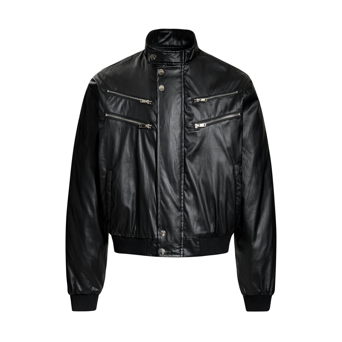 3-6-5.shop Dual-Zip PU Bomber Jacket