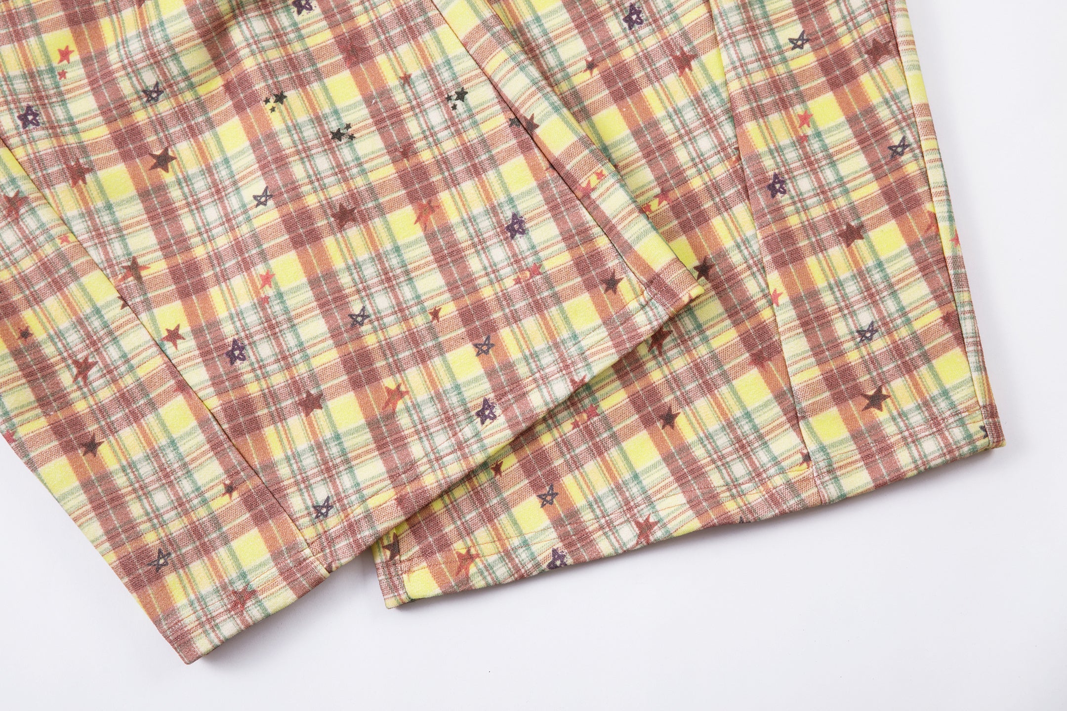 3-6-5.shop Yellow Plaid Bear Charm Pants