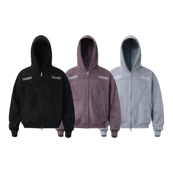 3-6-5.shop “Viewpoint” Suede Track Hoodie