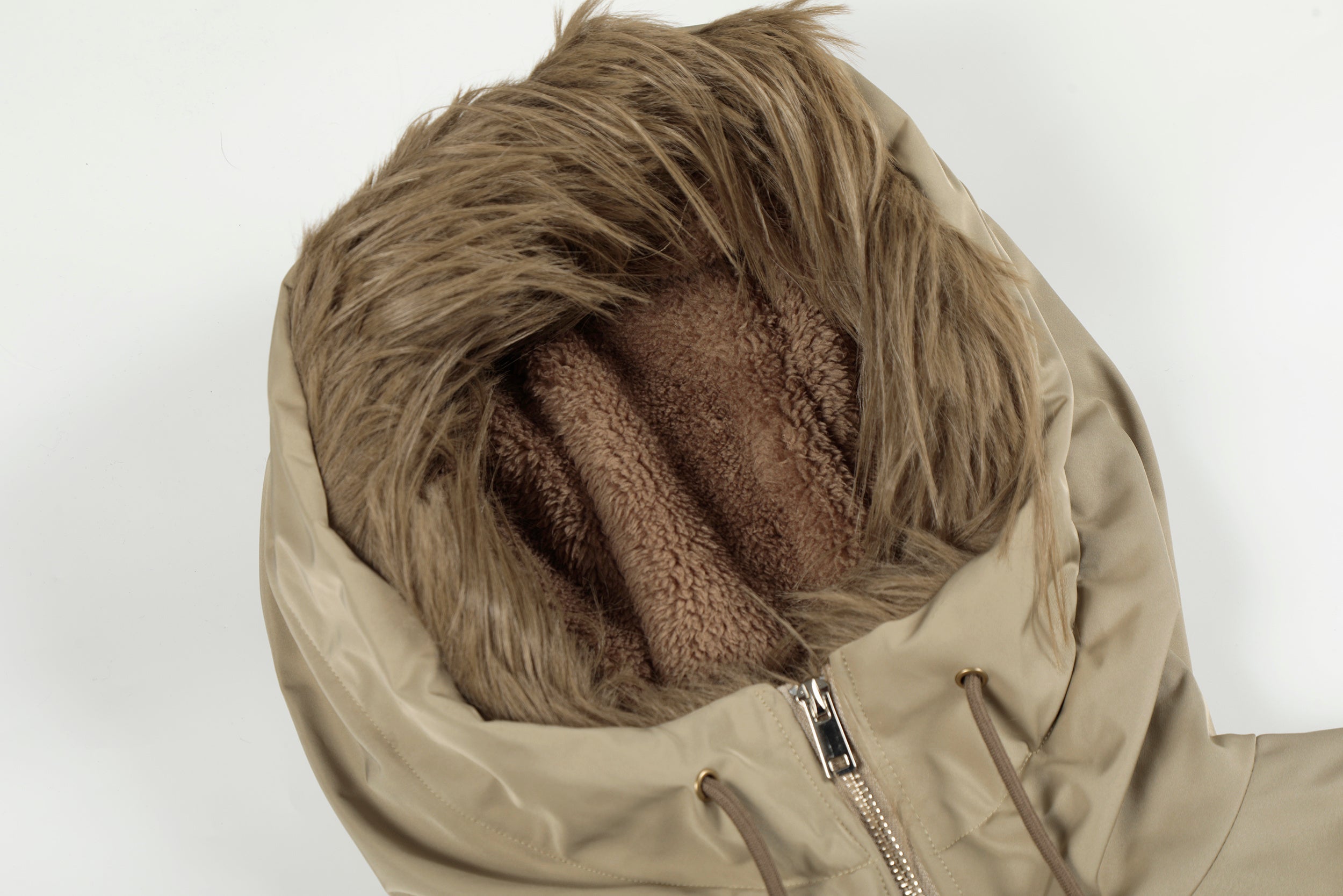 3-6-5.shop Faux Fur Hooded Nylon Bomber Jacket