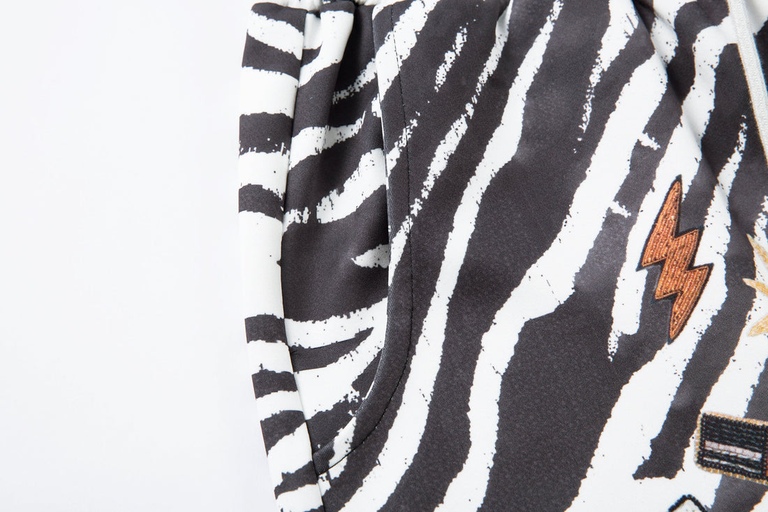 3-6-5.shop Zebra Patch Barrel Pants