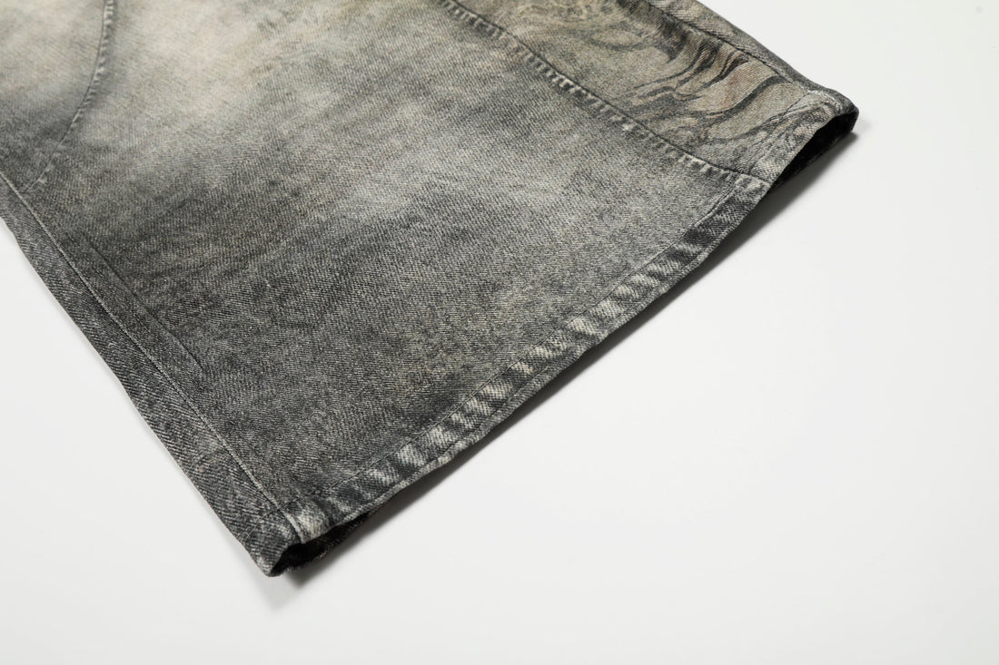 3-6-5.shop Washed Curved Denim Pants