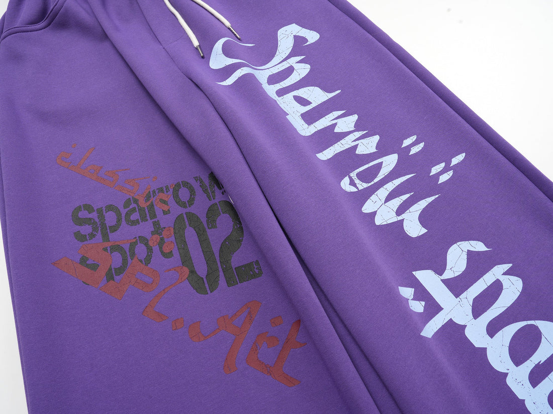 3-6-5.shop Graphic Print Wide-Leg Sweatpants