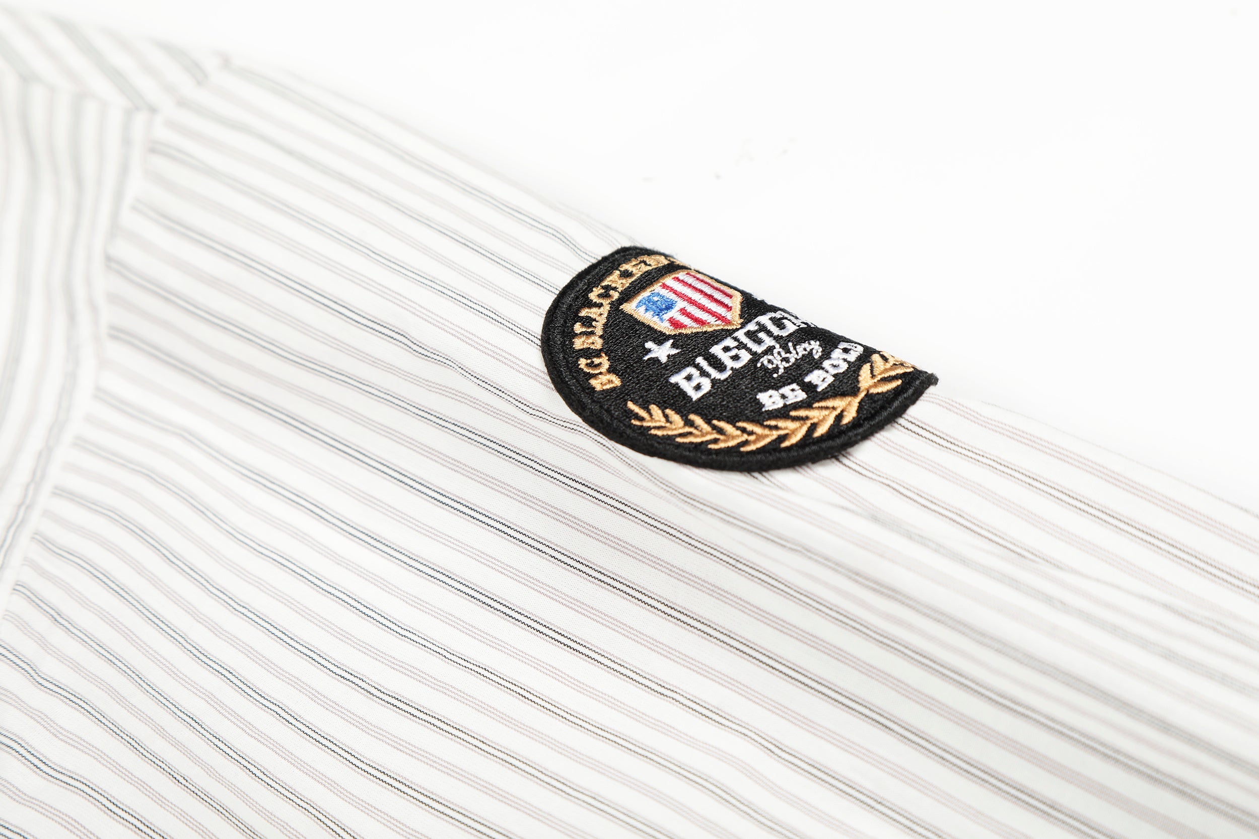 3-6-5.shop Striped Logo Button-Up Shirt