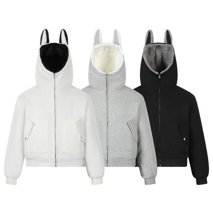 3-6-5.shop Bunny Ear Sherpa Hoodie Jacket