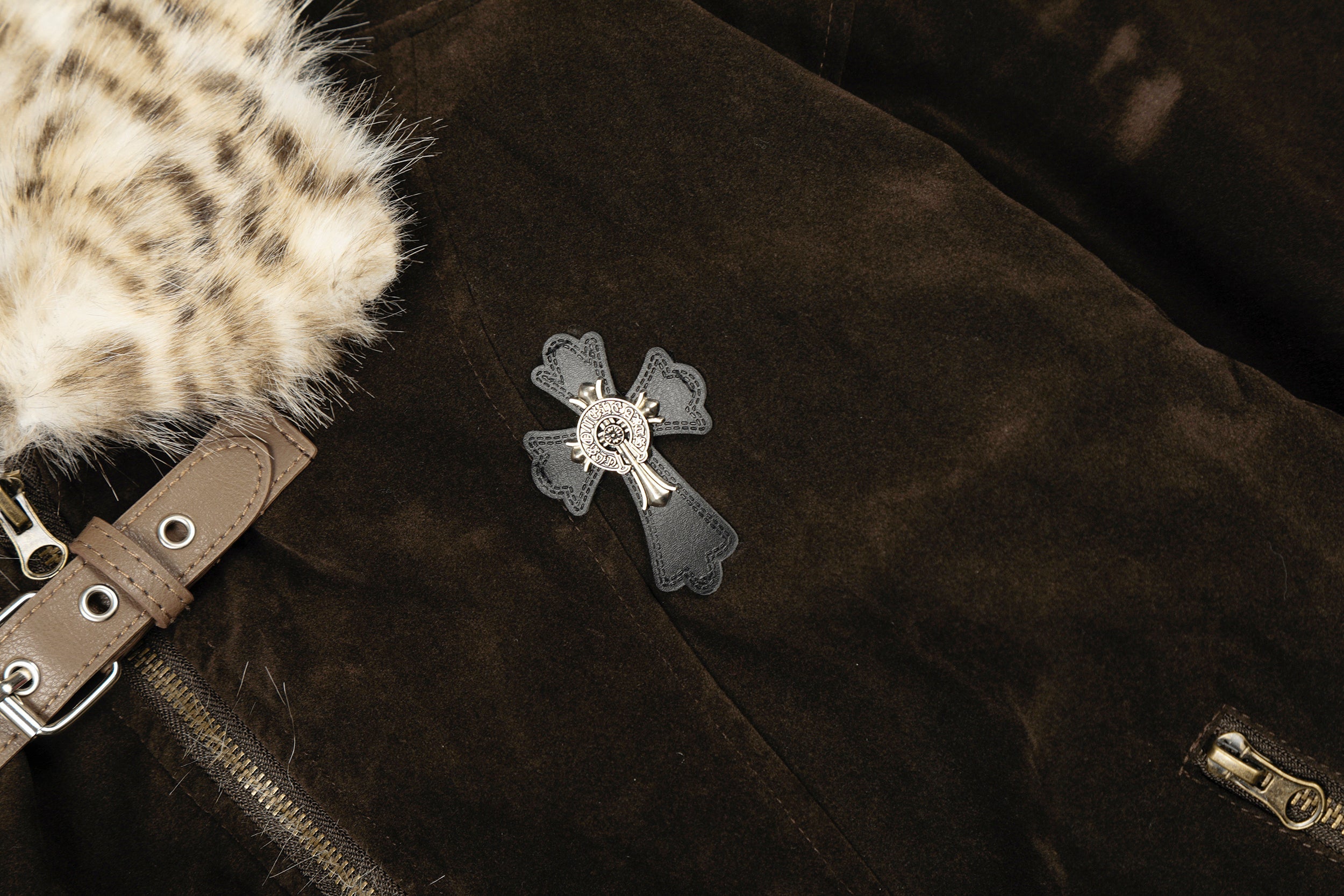 3-6-5.shop Faux Fur Collar Suede-Texture Jacket