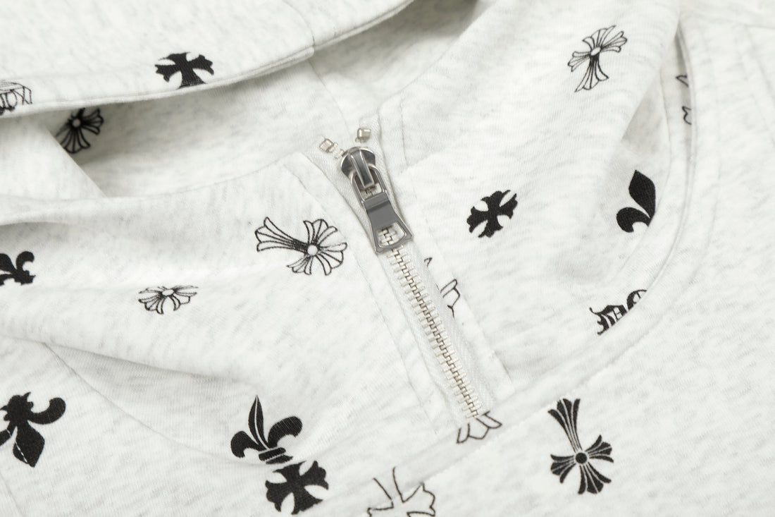 3-6-5.shop All-Over Cross Print Hooded Jacket