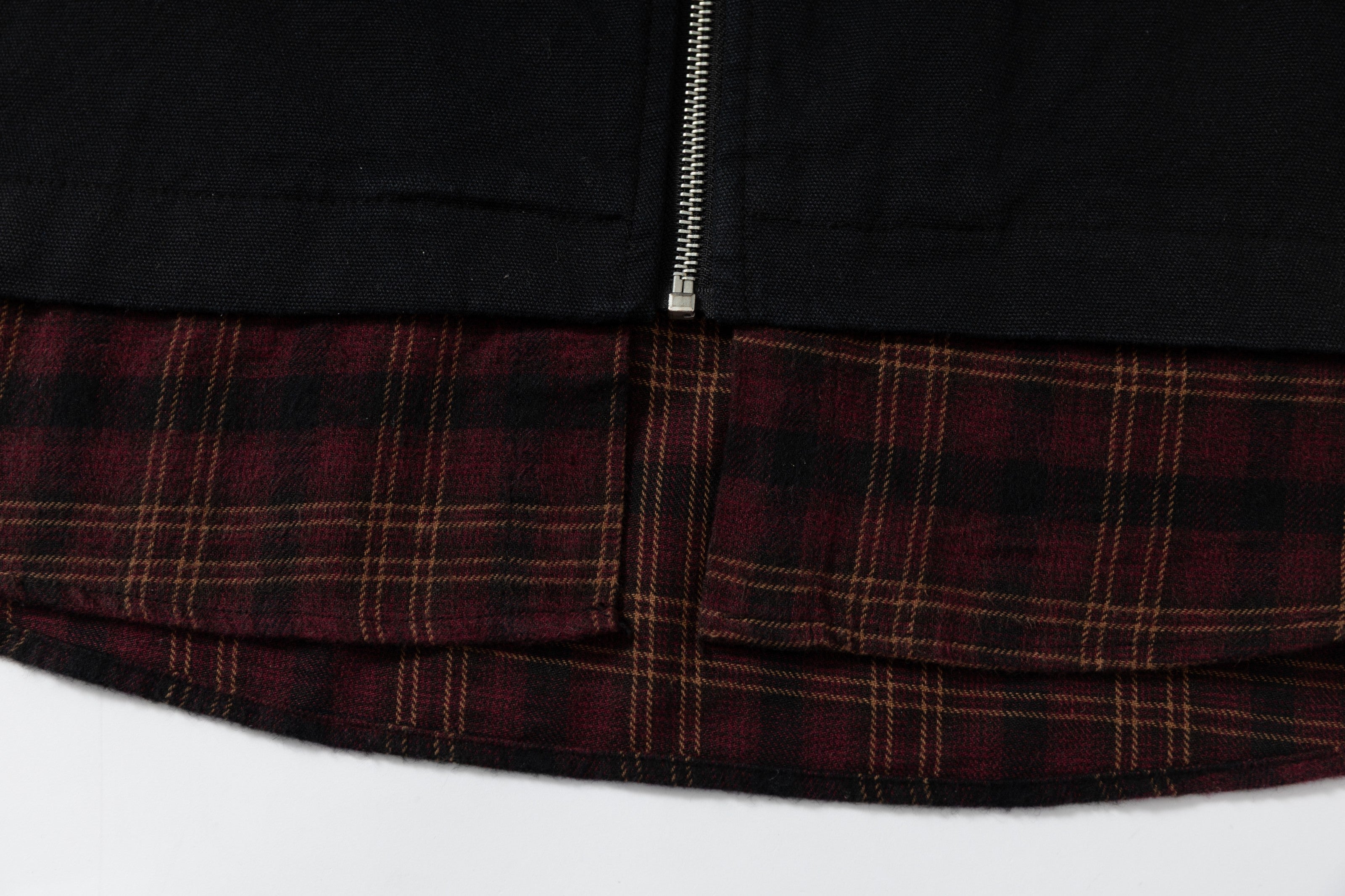 3-6-5.shop Plaid-Lined Zip Hoodie