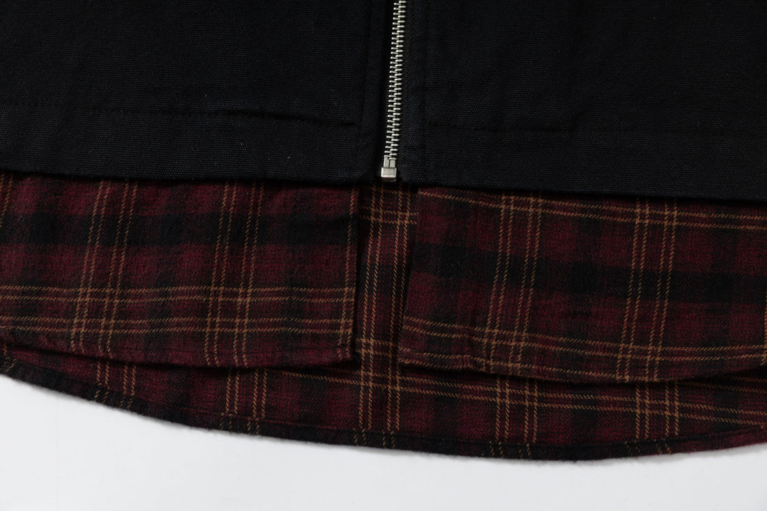 3-6-5.shop Plaid-Lined Zip Hoodie