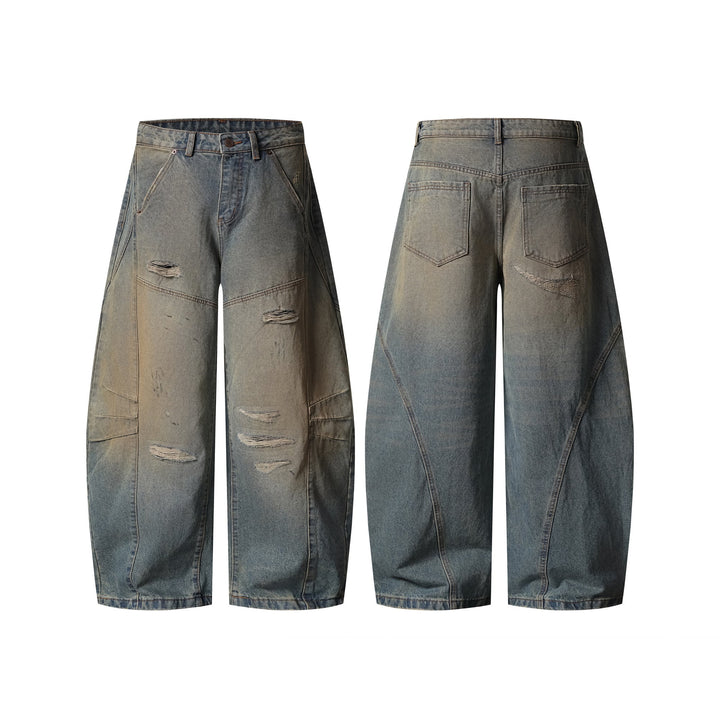 3-6-5.shop Distressed Curved Denim Pants