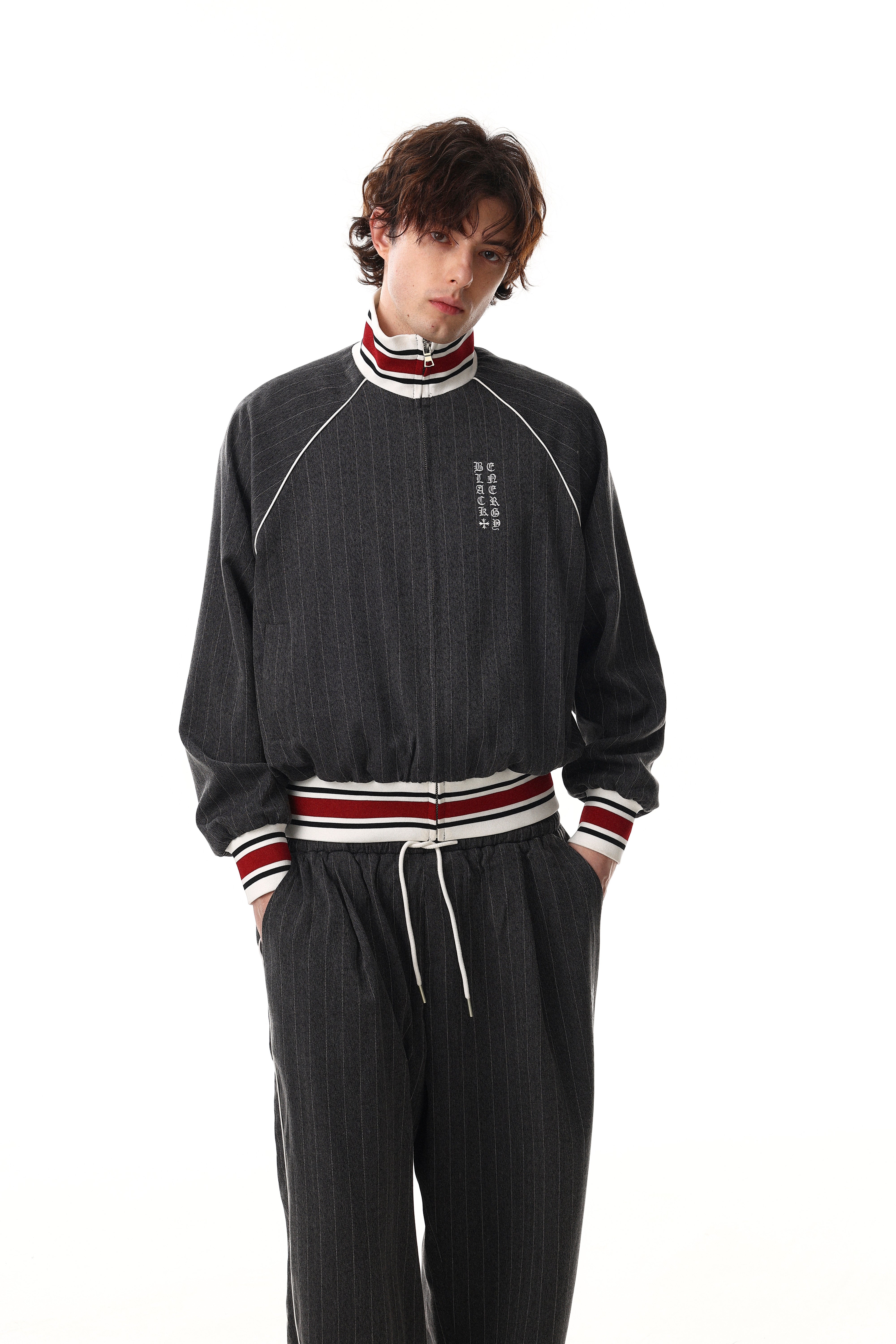 3-6-5.shop Pinstripe Wide-Leg Track Pants