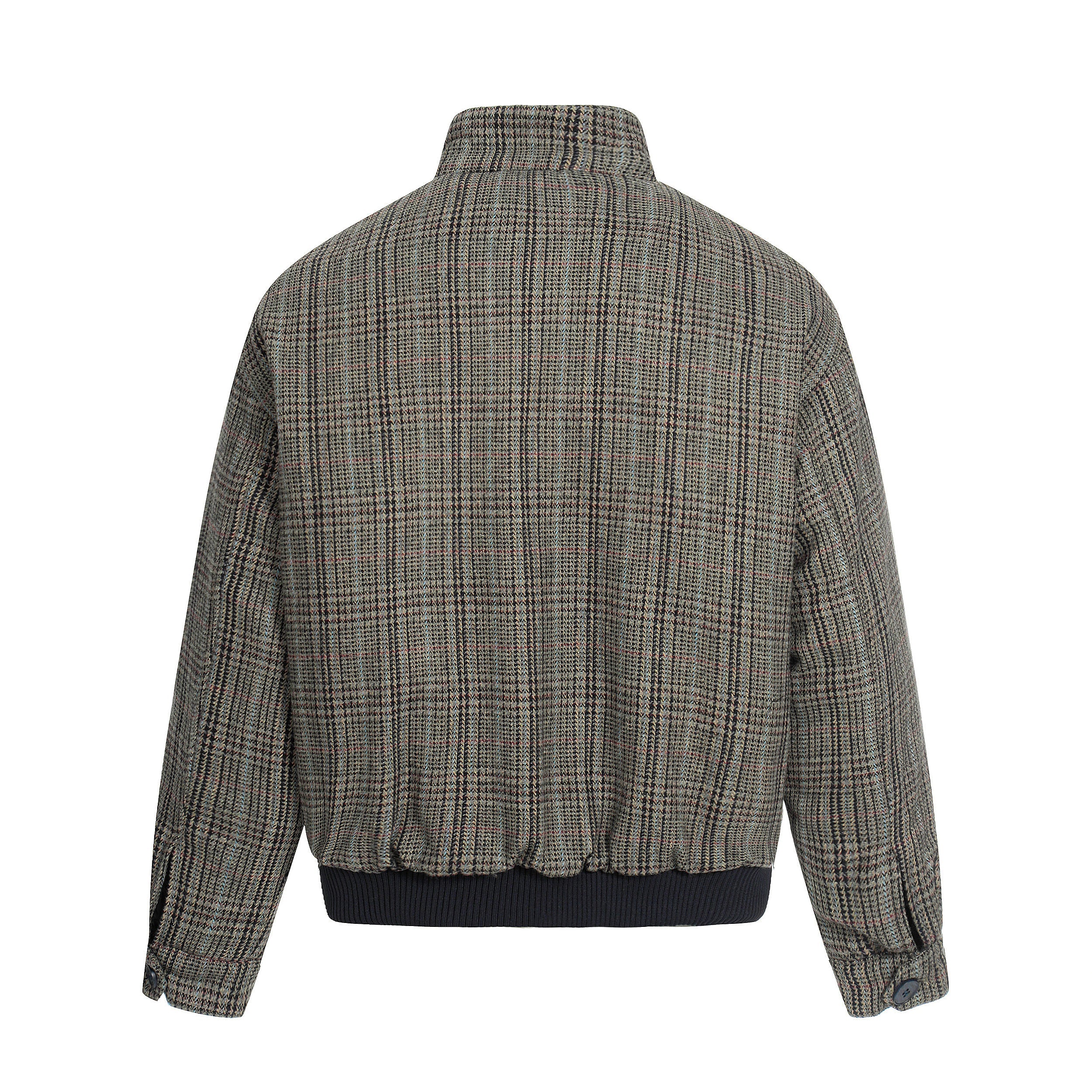 3-6-5.shop Vintage Check Wool Blend Bomber Jacket