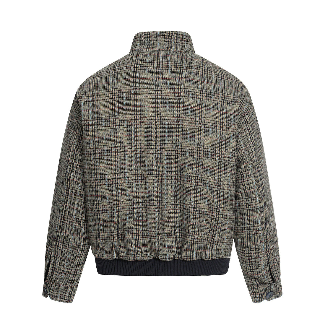 3-6-5.shop Vintage Check Wool Blend Bomber Jacket