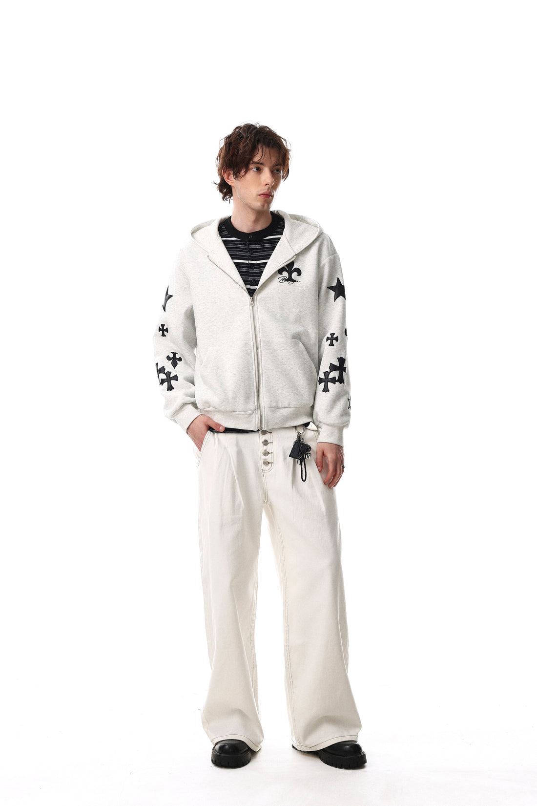 3-6-5.shop Cross Emblem Zip Hoodie