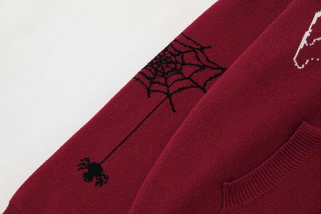 3-6-5.shop Spider Web Knit Zip Hoodie