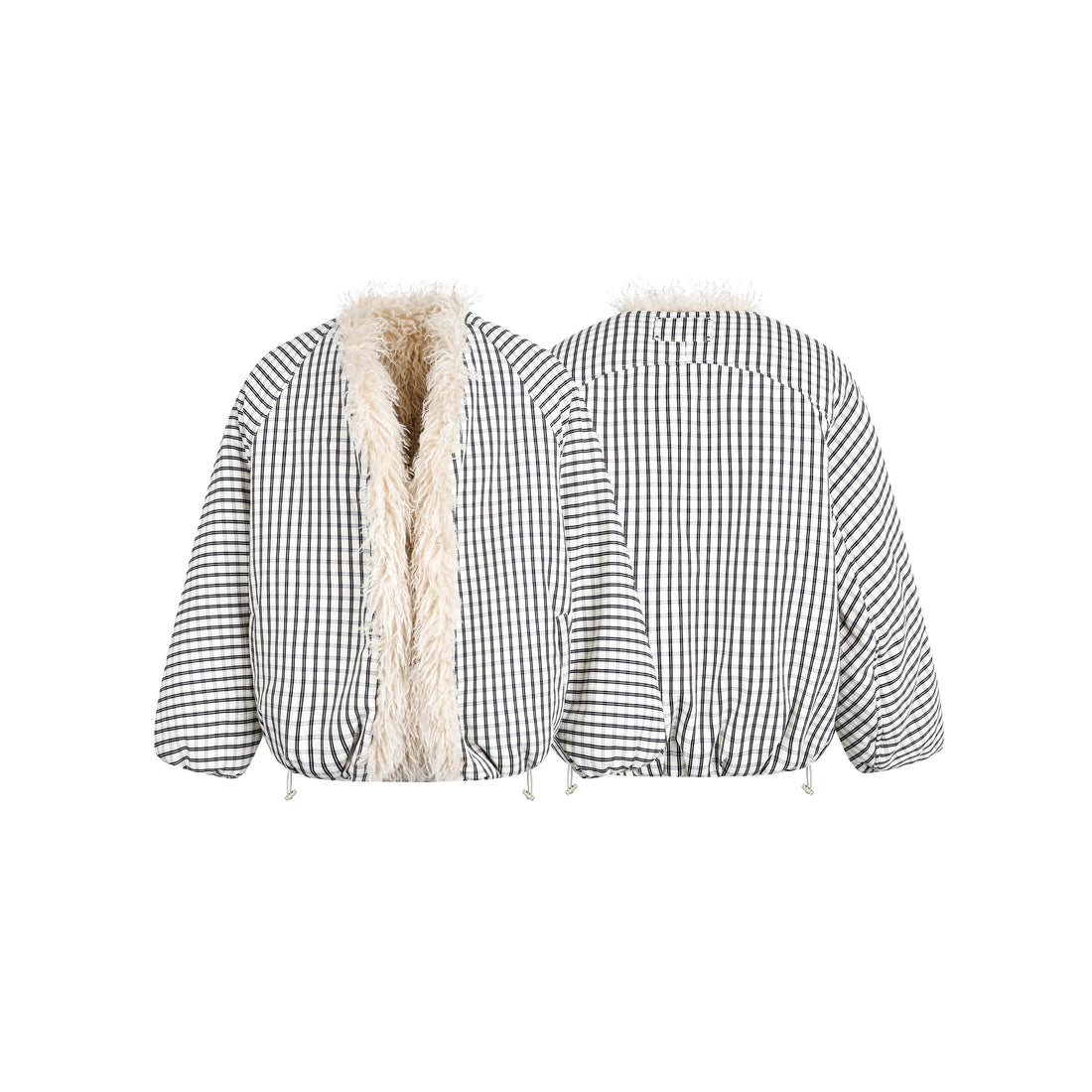3-6-5.shop Checkered Faux-Fur Lined Jacket