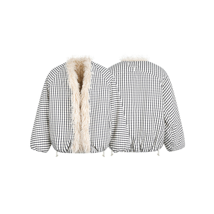 3-6-5.shop Checkered Faux-Fur Lined Jacket