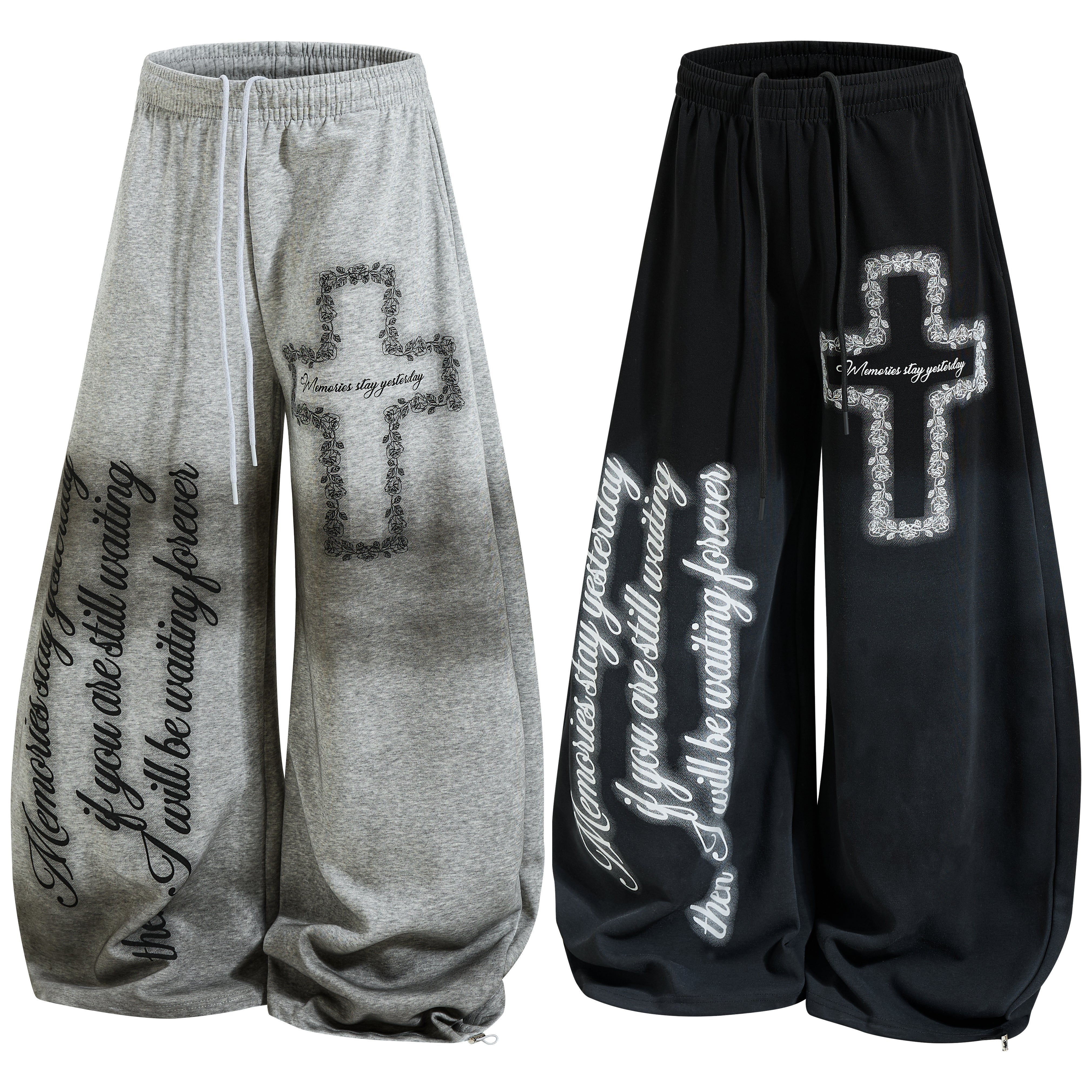 3-6-5.shop Cross Script Wide-Leg Sweatpants