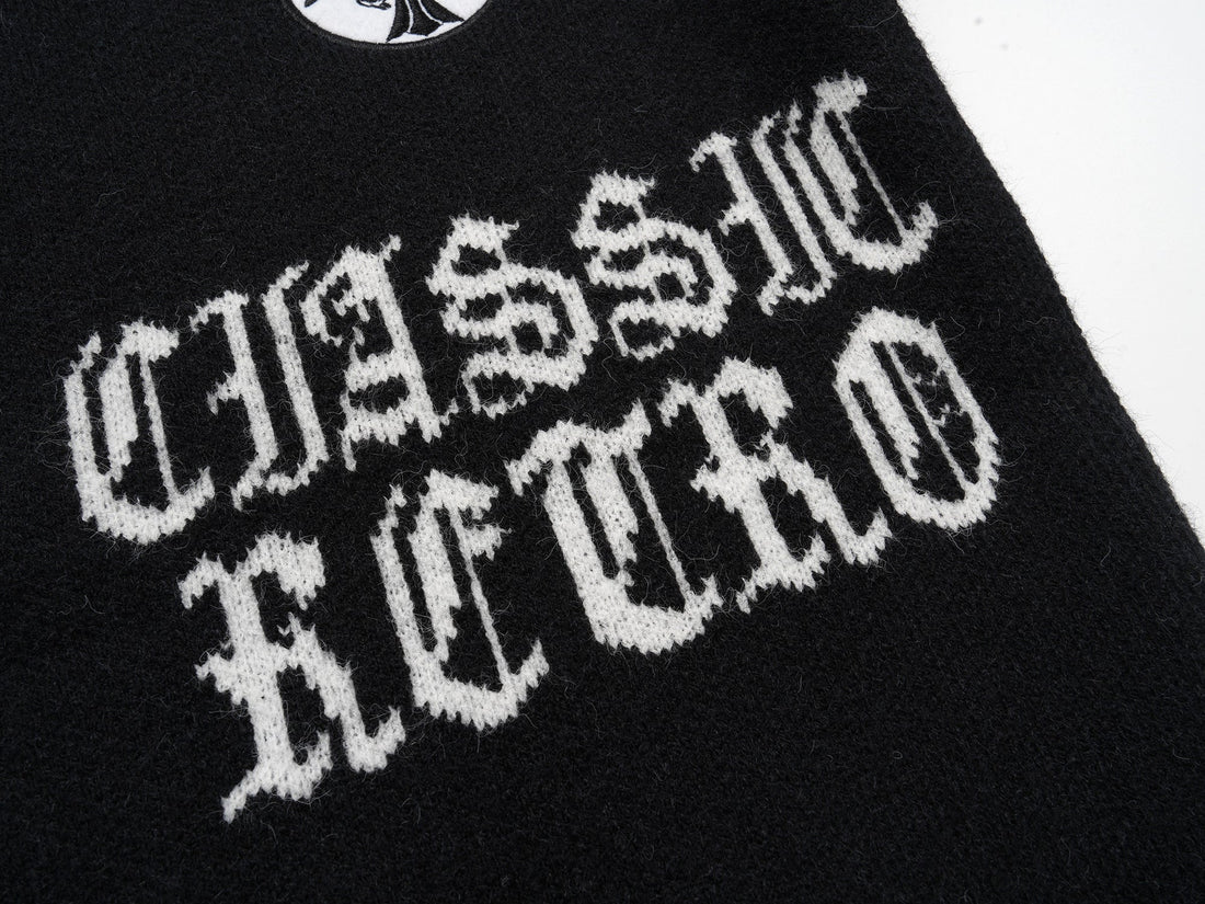 3-6-5.shop Classic Retro Patch Knit Cardigan