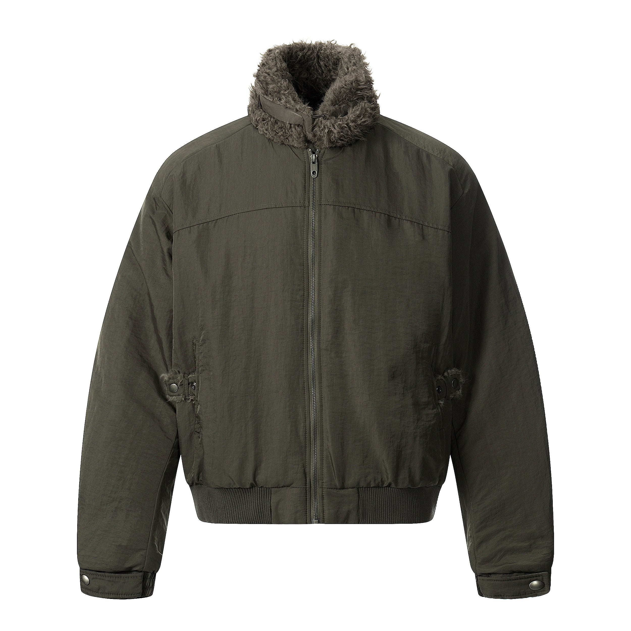 3-6-5.shop Faux Fur Collar Bomber Jacket