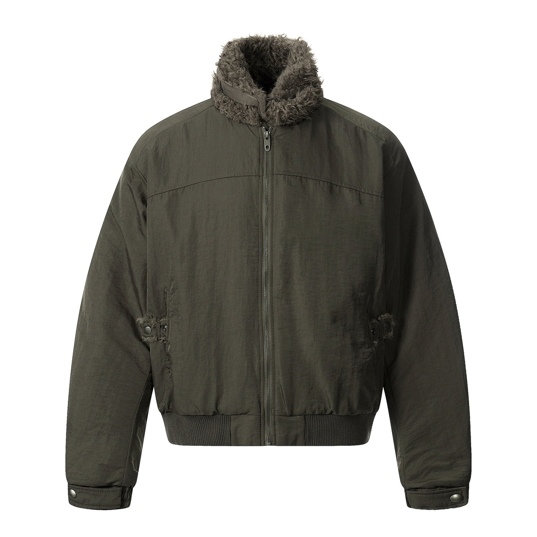 3-6-5.shop Faux Fur Collar Bomber Jacket