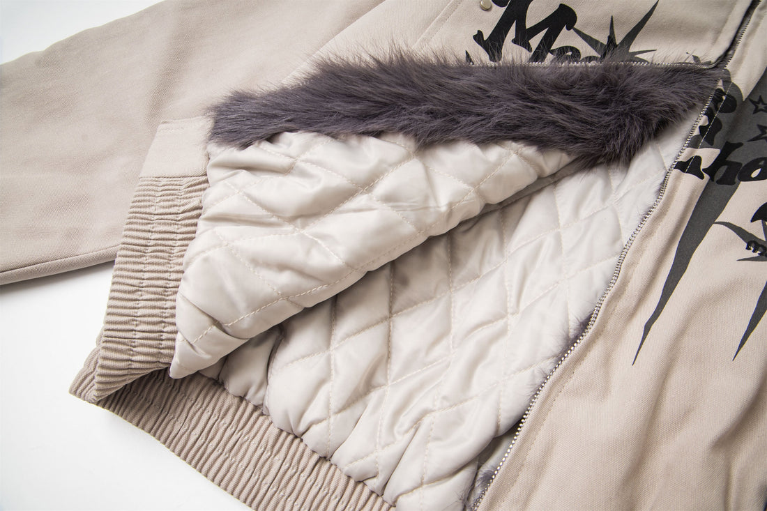 3-6-5.shop Faux Fur Collar Quilted Jacket