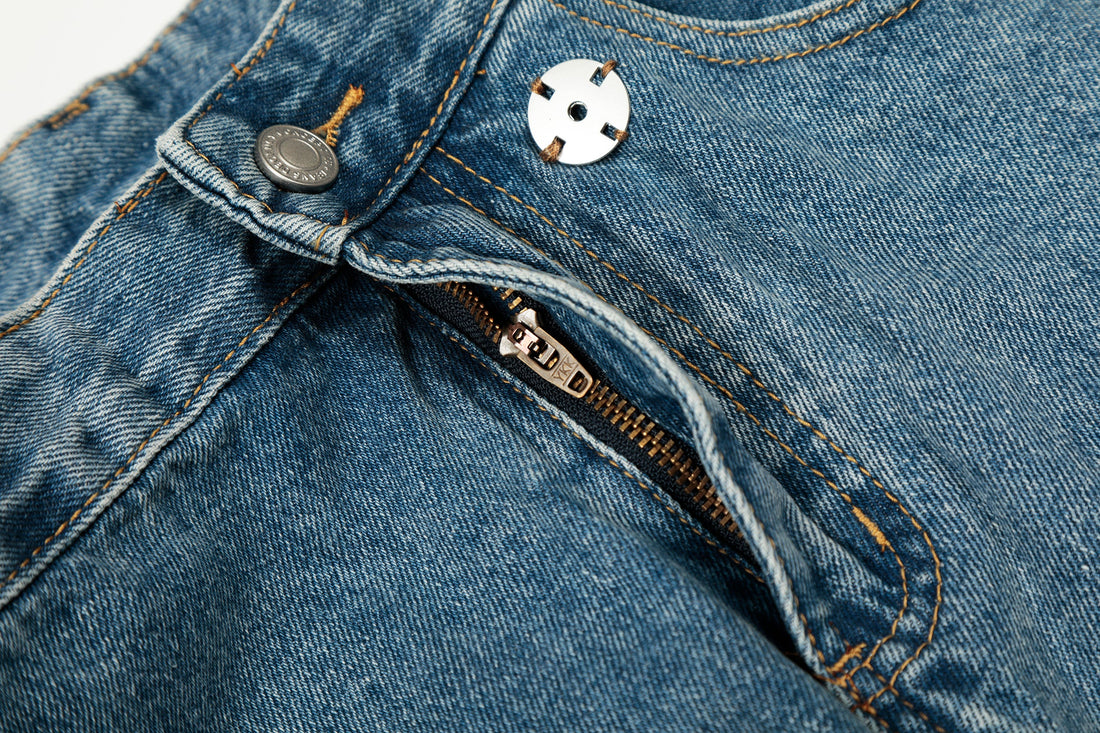 3-6-5.shop Asymmetric Waist Wide-Leg Denim Pants