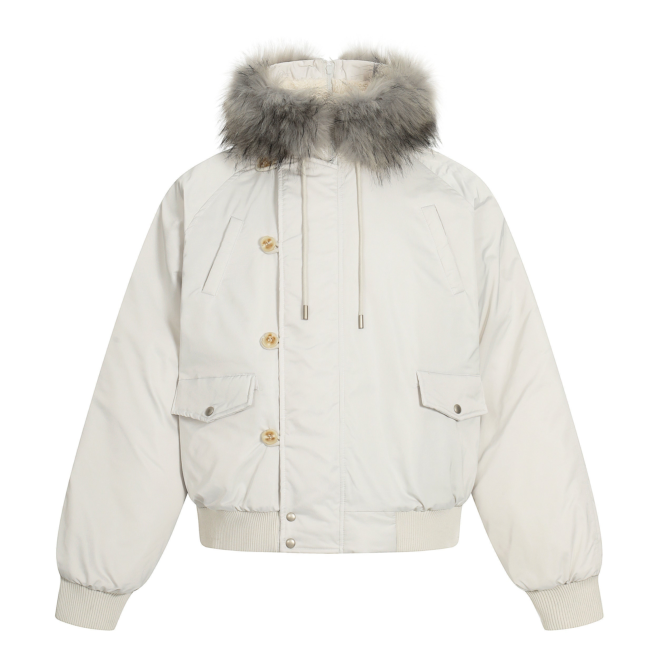 3-6-5.shop Faux Fur Trim Padded Bomber Jacket