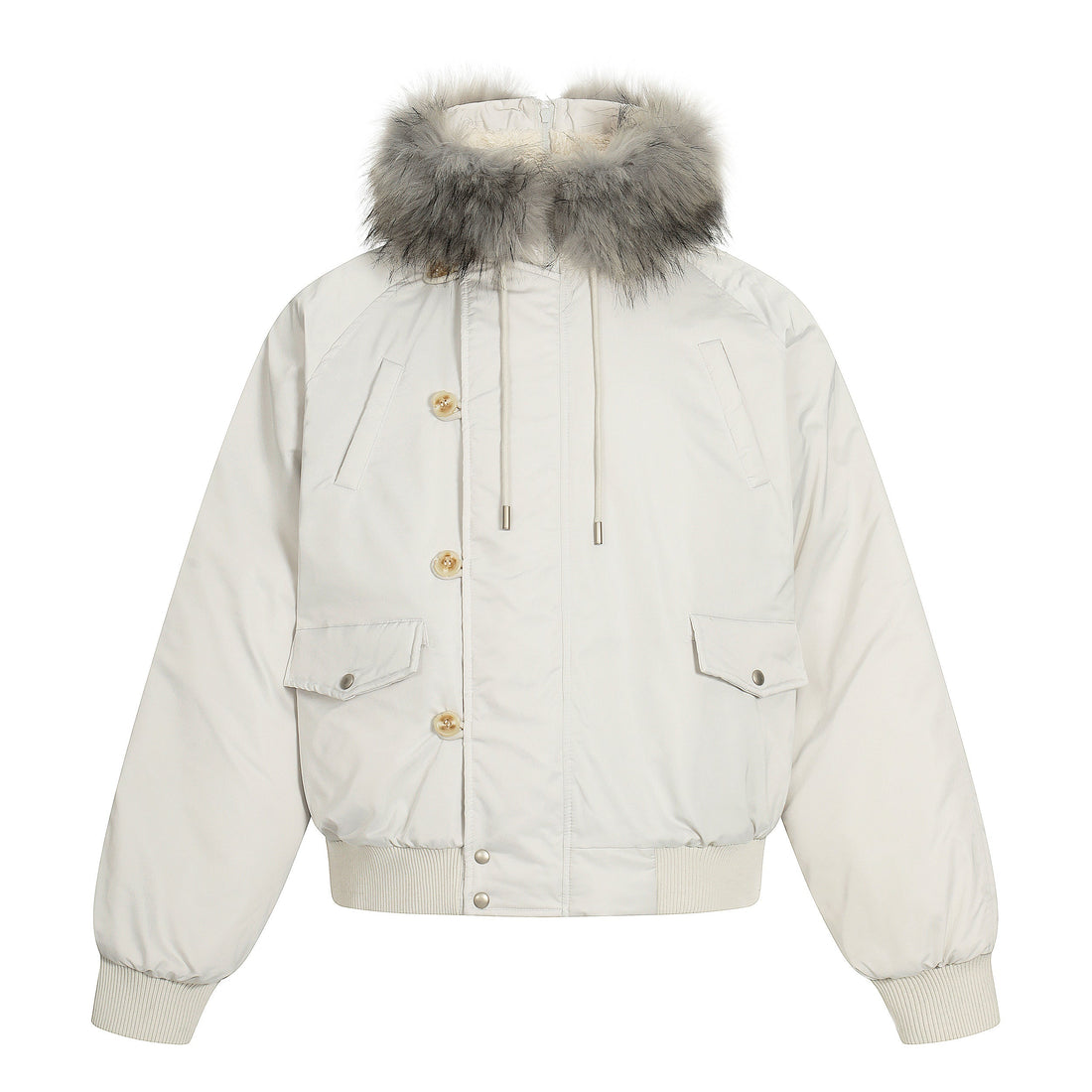 3-6-5.shop Faux Fur Trim Padded Bomber Jacket