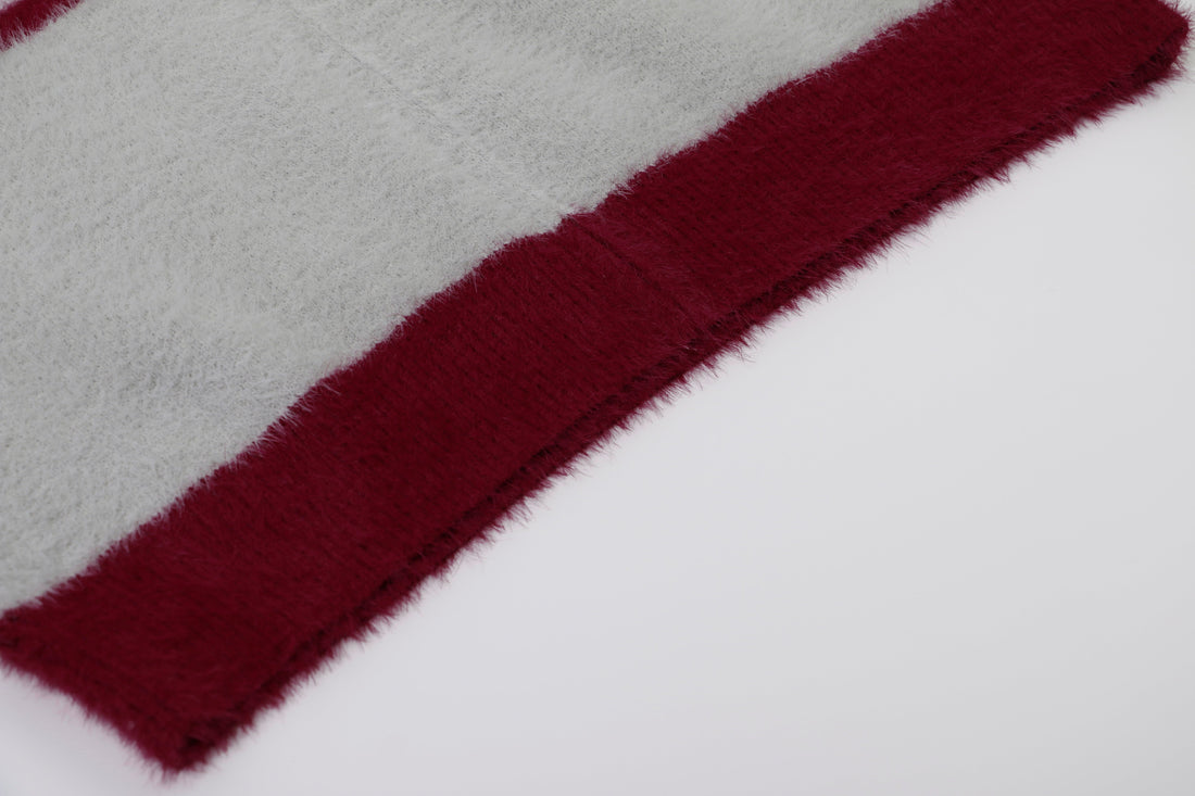 3-6-5.shop Flag Pattern Fuzzy Half-Zip Sweater
