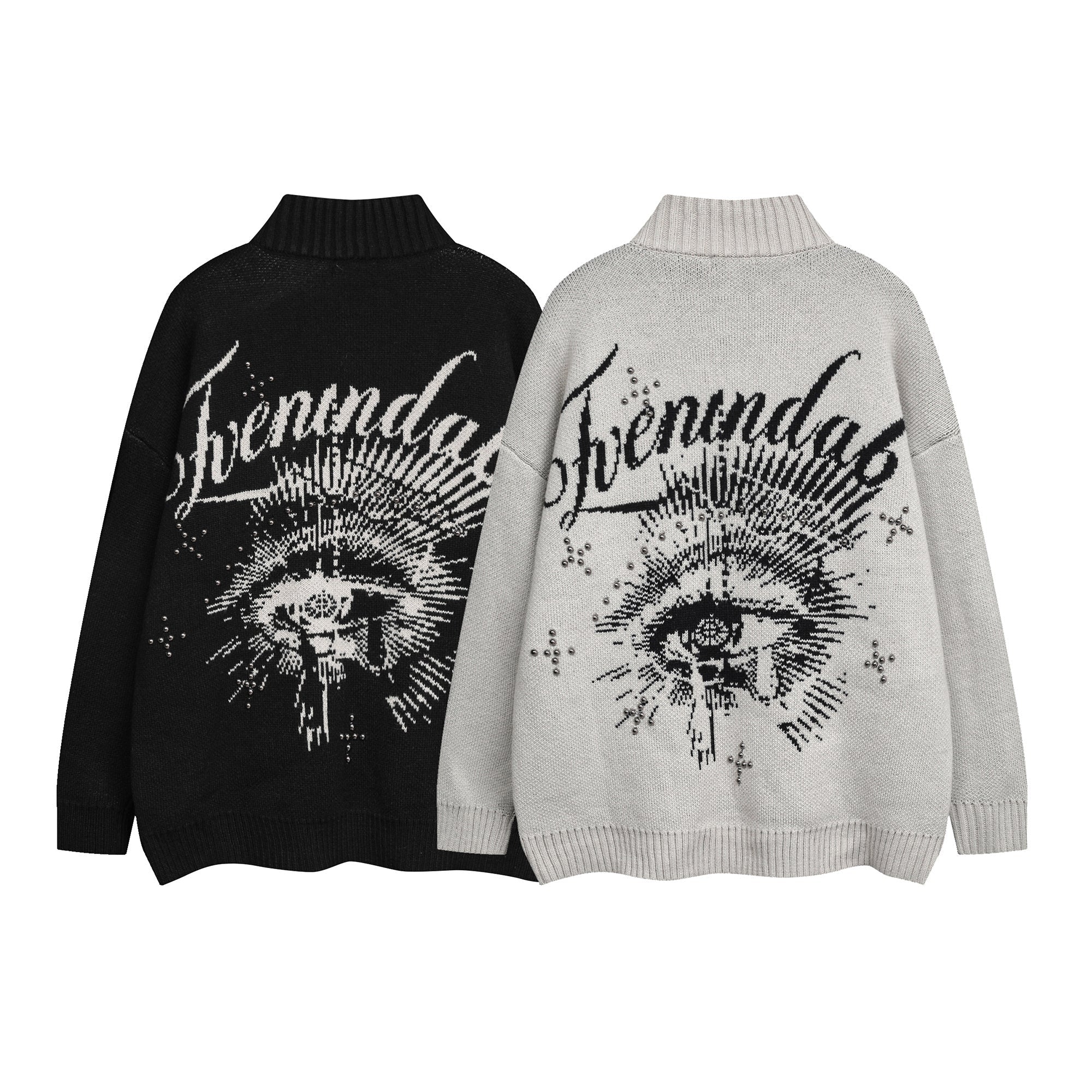 3-6-5.shop Eye Vision Knit Zip Cardigan