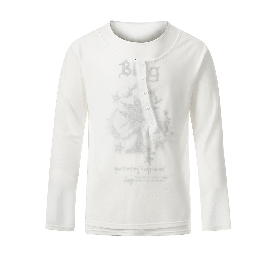 3-6-5.shop Graphic Long Sleeve Henley Tee