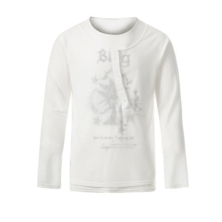 3-6-5.shop Graphic Long Sleeve Henley Tee