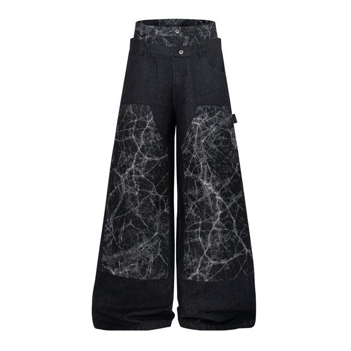 3-6-5.shop Cracked Panel Wide-Leg Pants
