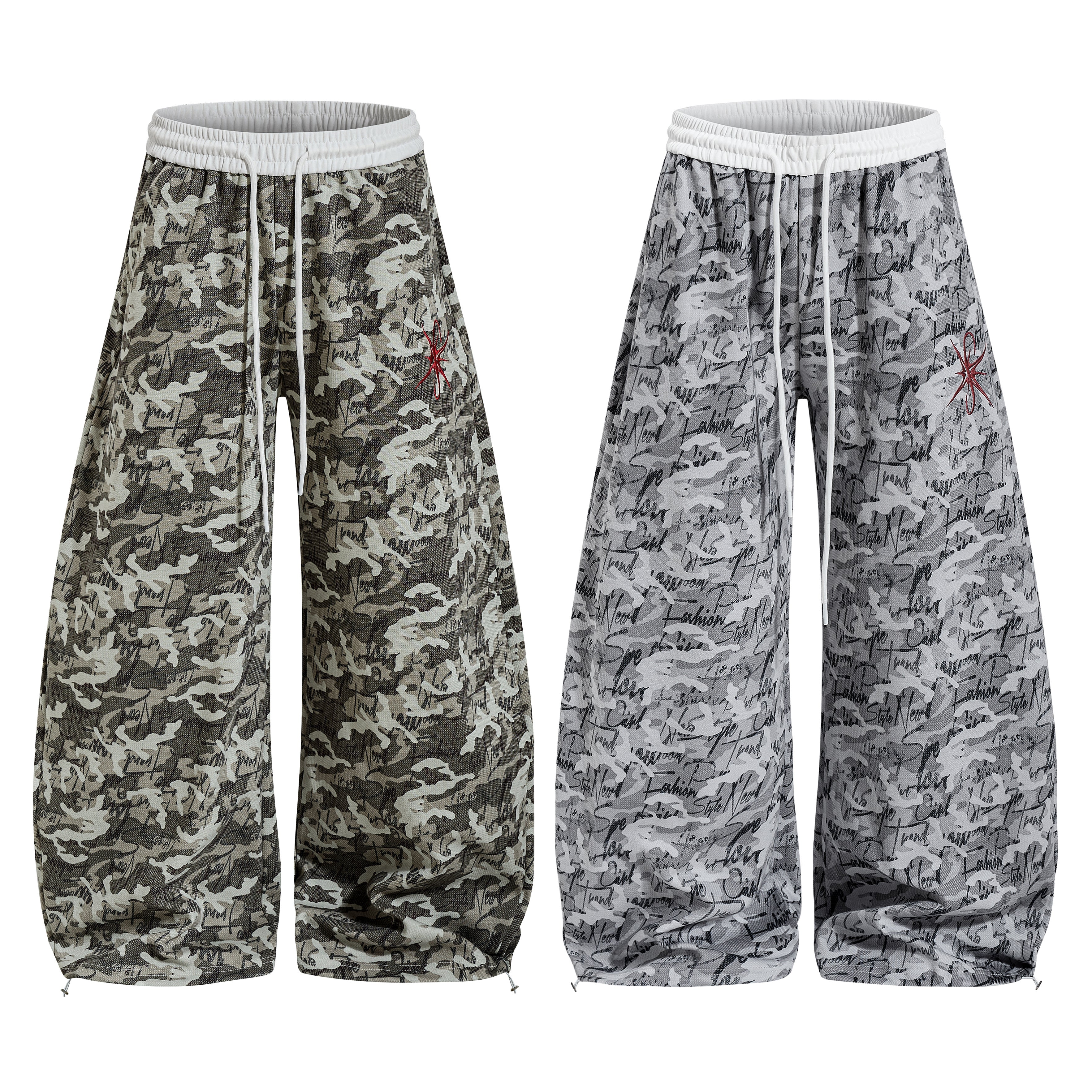 3-6-5.shop Camo Script Wide-Leg Pants