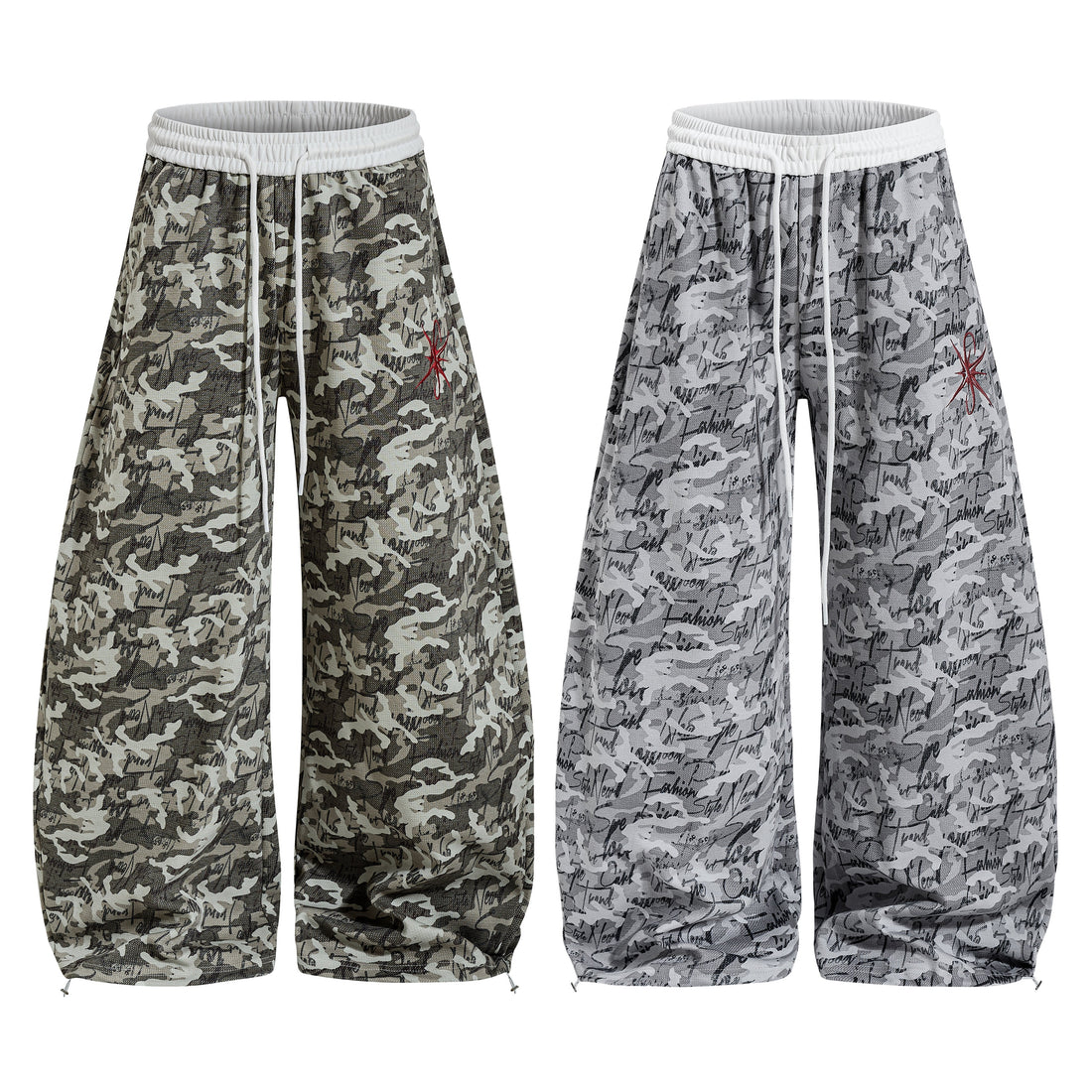 3-6-5.shop Camo Script Wide-Leg Pants