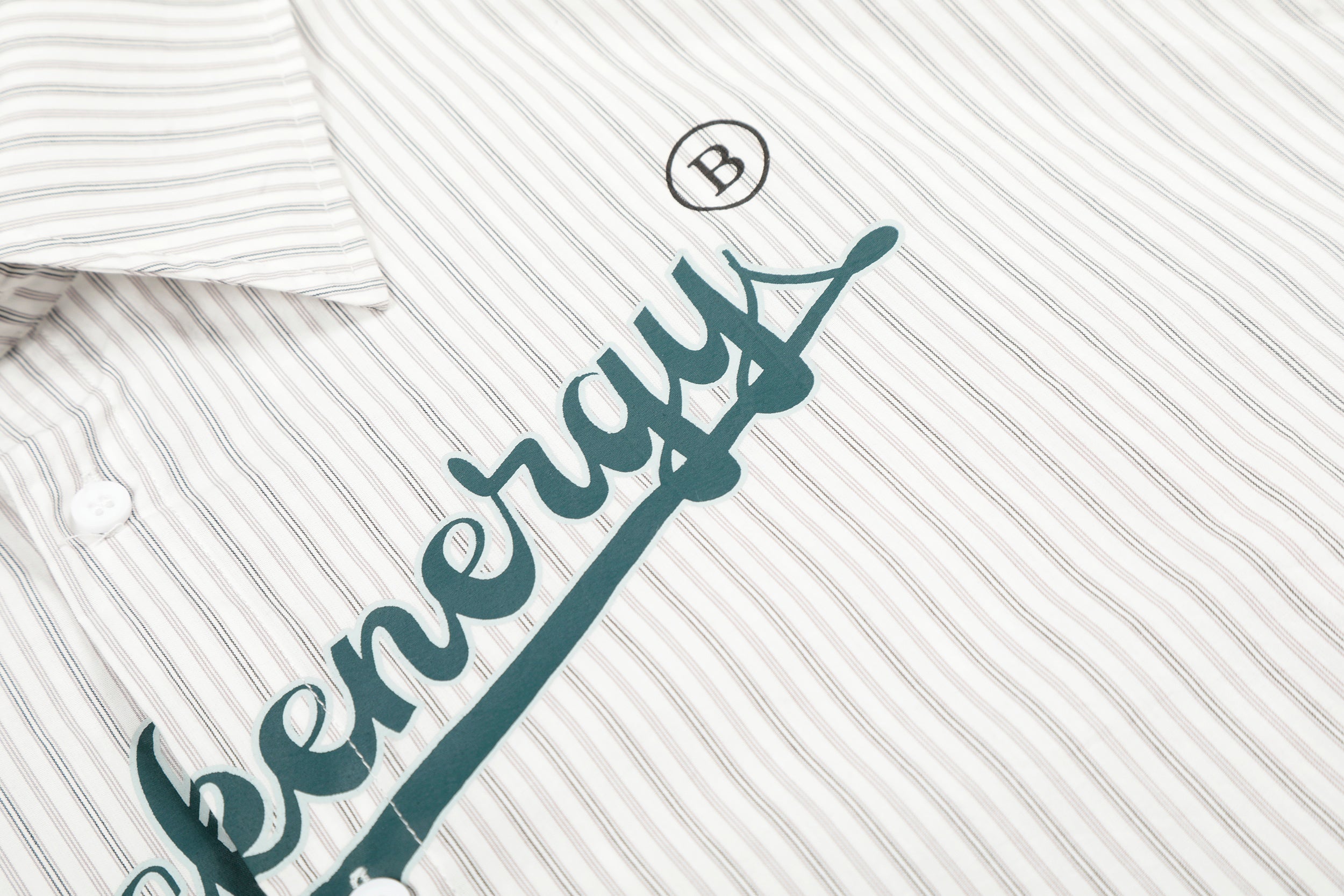 3-6-5.shop Striped Logo Button-Up Shirt