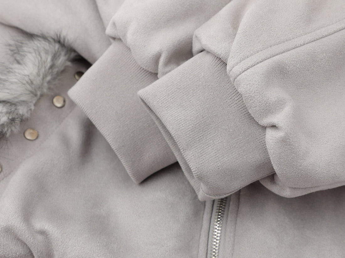 3-6-5.shop Flag Graphic Fur Hoodie Jacket