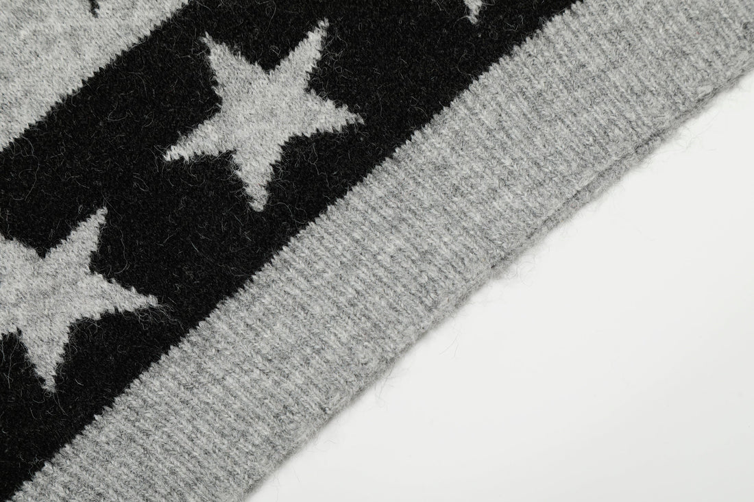 3-6-5.shop Star Stripe Knit Polo Sweater