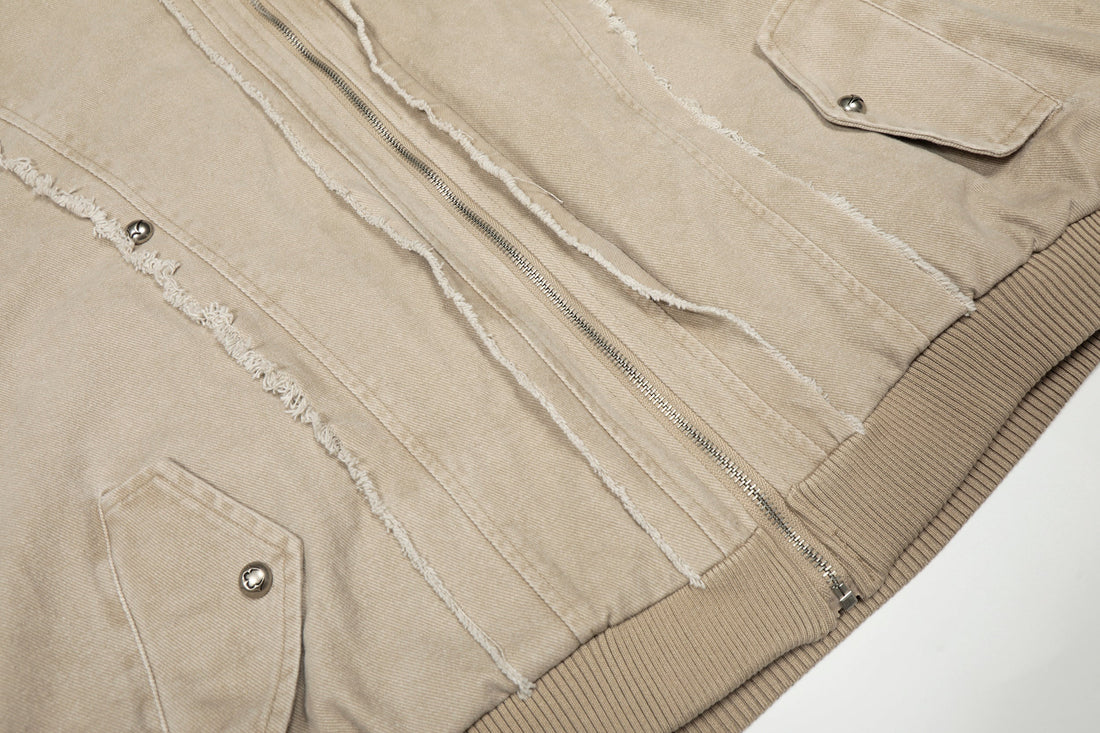 3-6-5.shop Washed Shearling-Lined Denim Hooded Jacket