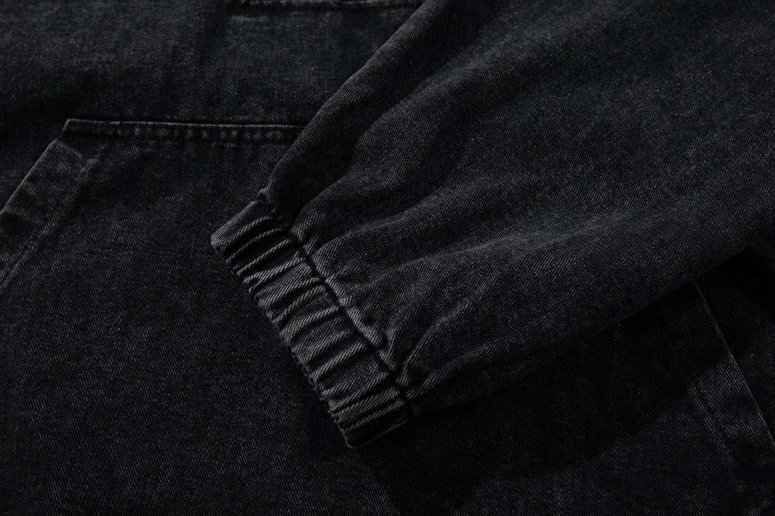 3-6-5.shop Toggle-Front Washed Denim Hoodie