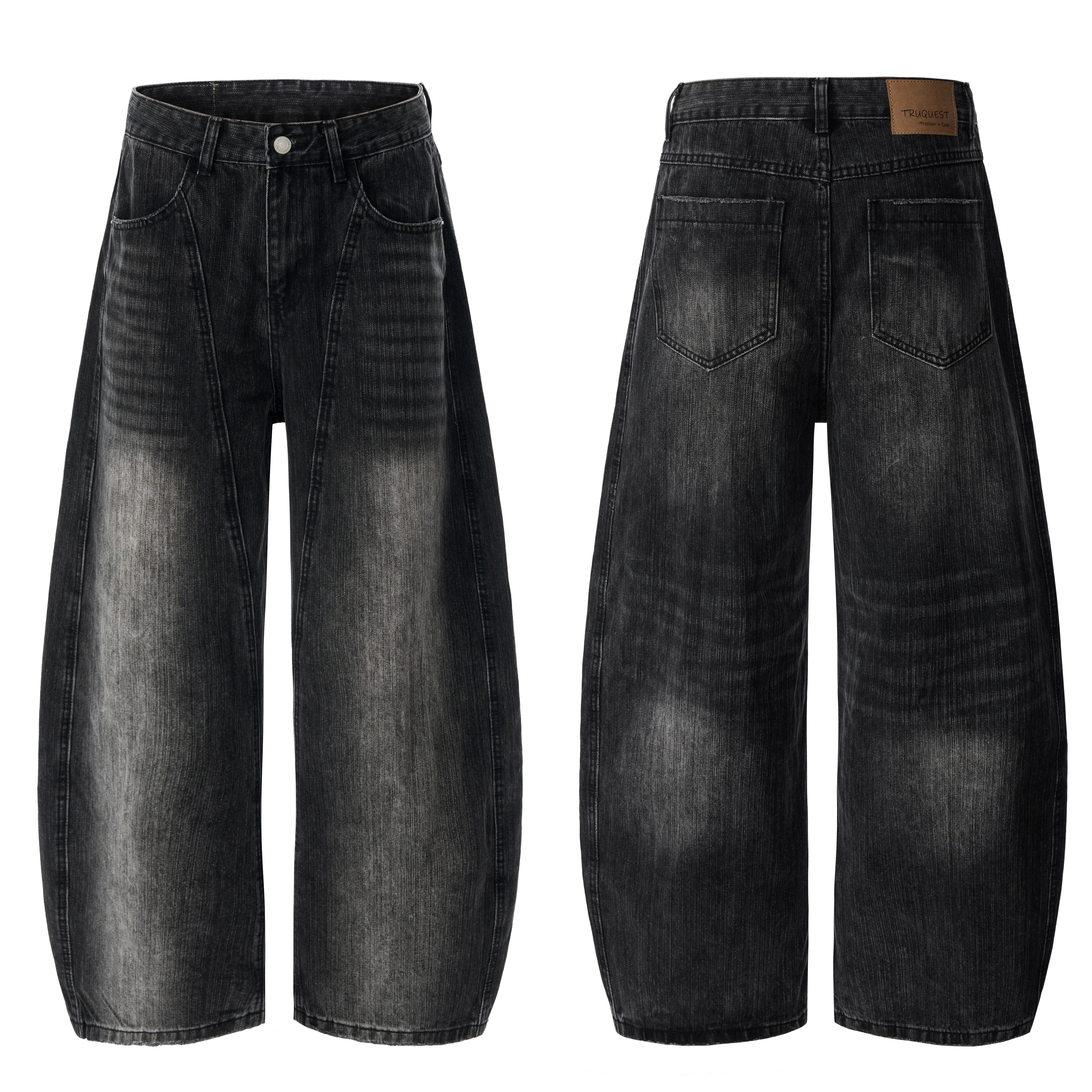 3-6-5.shop Vintage Washed Curved Denim Pants