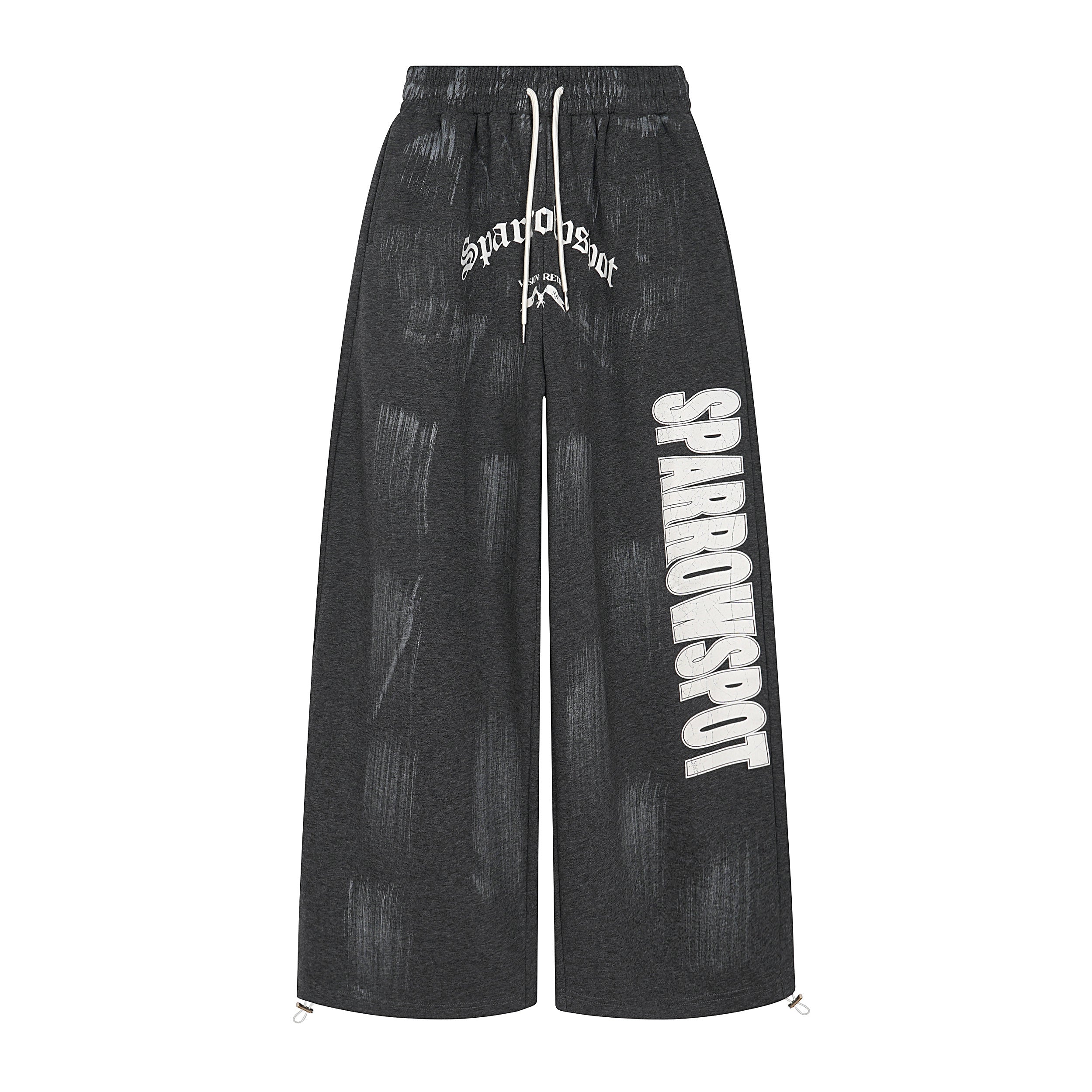 3-6-5.shop Distressed Print Wide-Leg Sweatpants