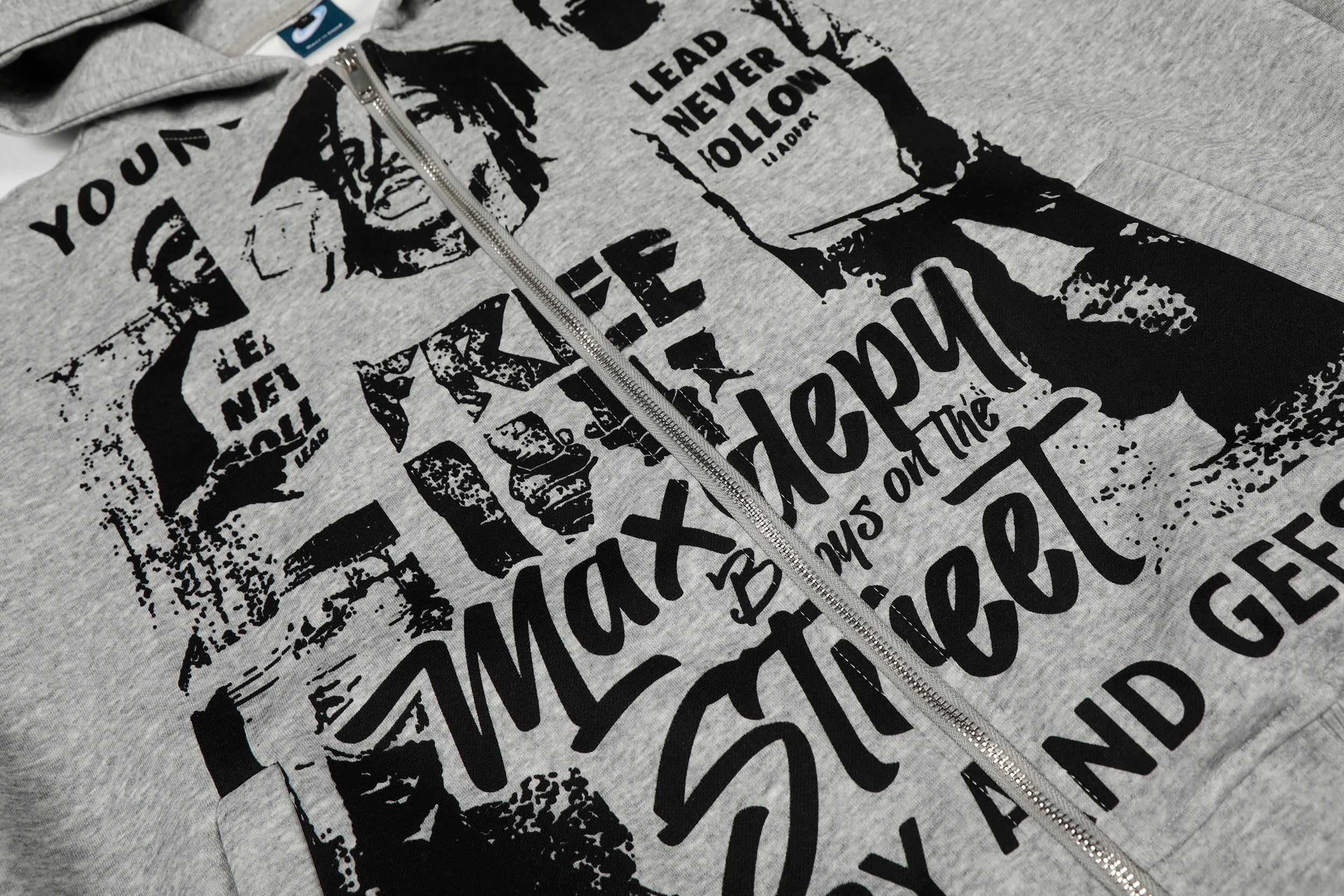 3-6-5.shop Street Manifesto Graphic Zip Hoodie
