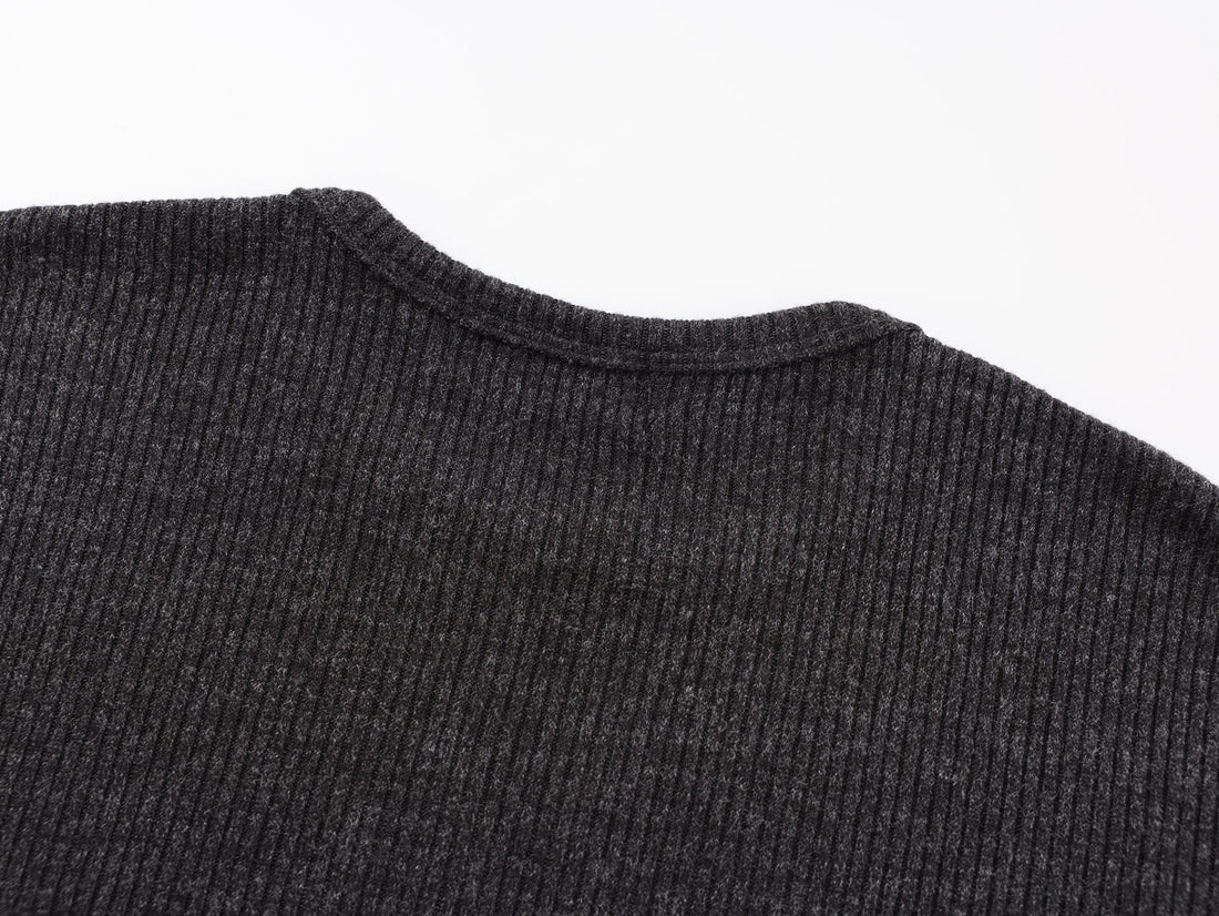 3-6-5.shop Ribbed Texture Long-Sleeve Tee