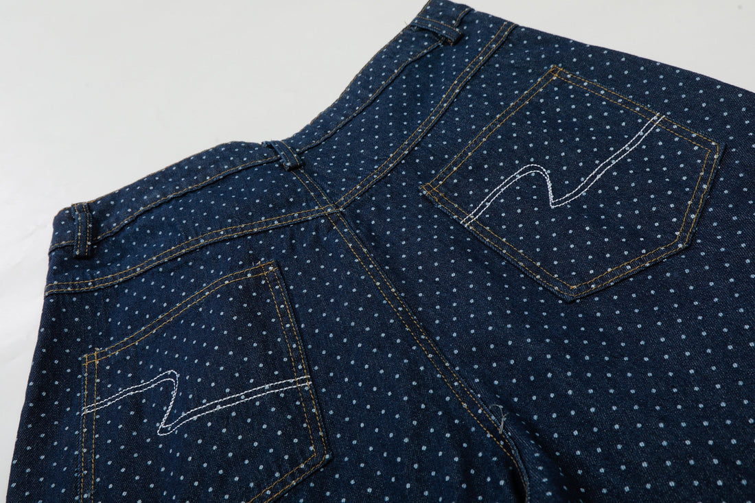 3-6-5.shop Polka Dot Denim Cargo Shorts