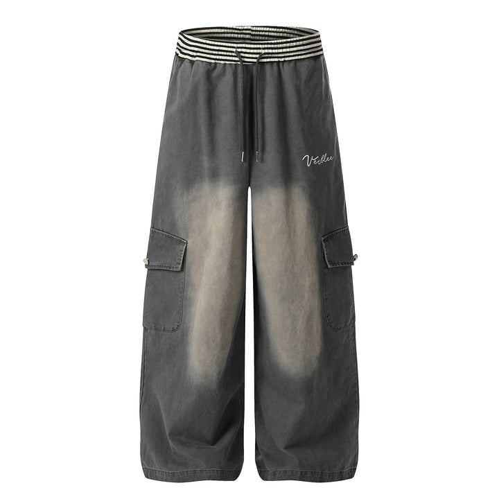 3-6-5.shop Washed Cargo Wide-Leg Pants