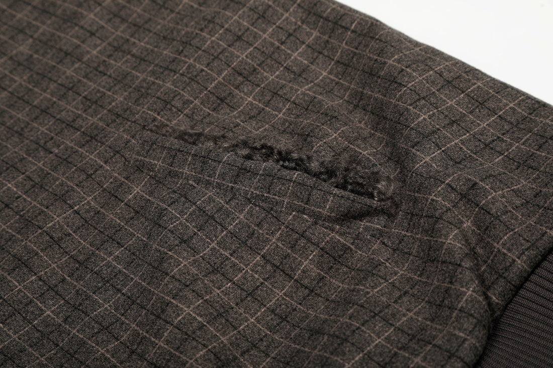 3-6-5.shop Check Pattern Faux Fur Collar Jacket