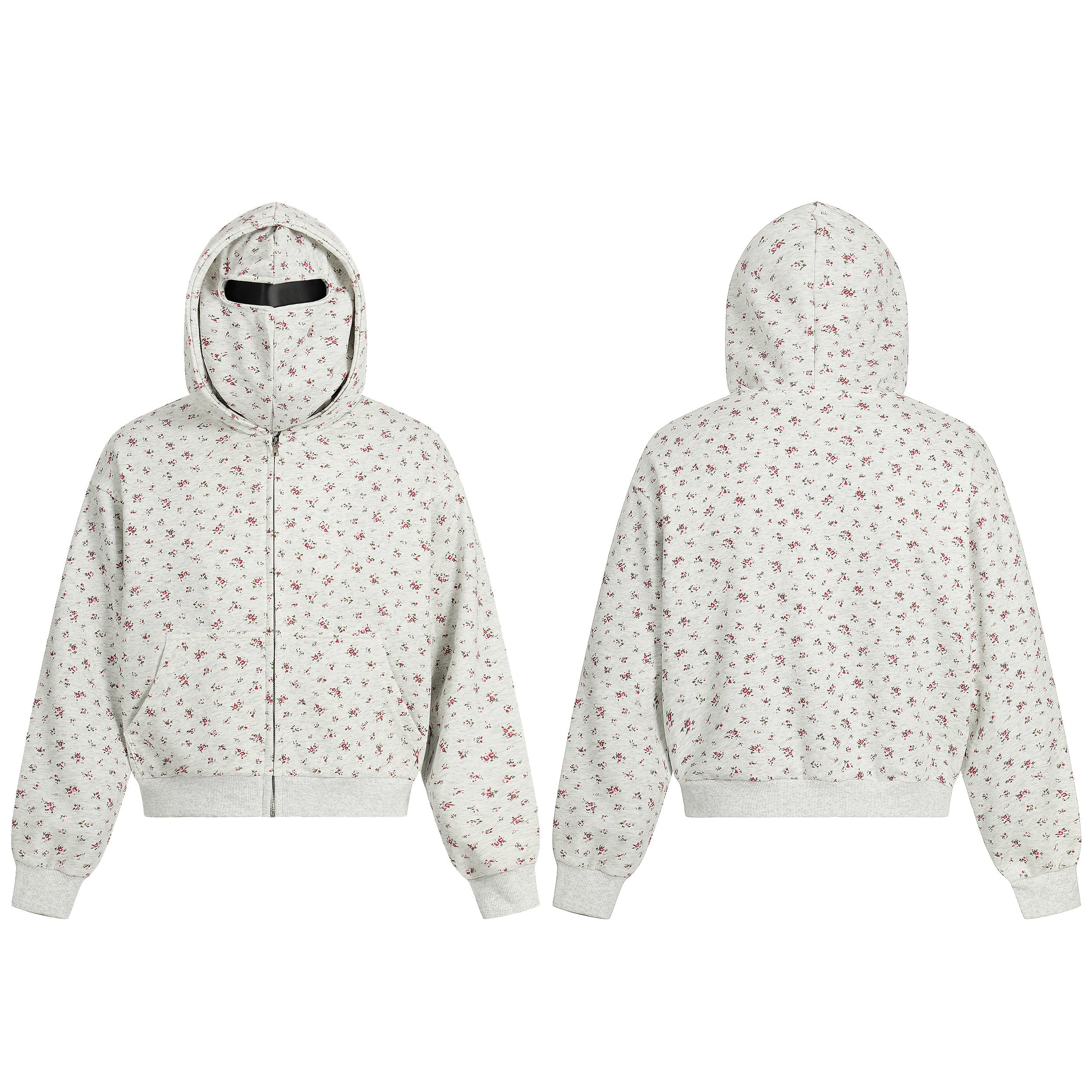 3-6-5.shop Floral Balaclava Zip Hoodie